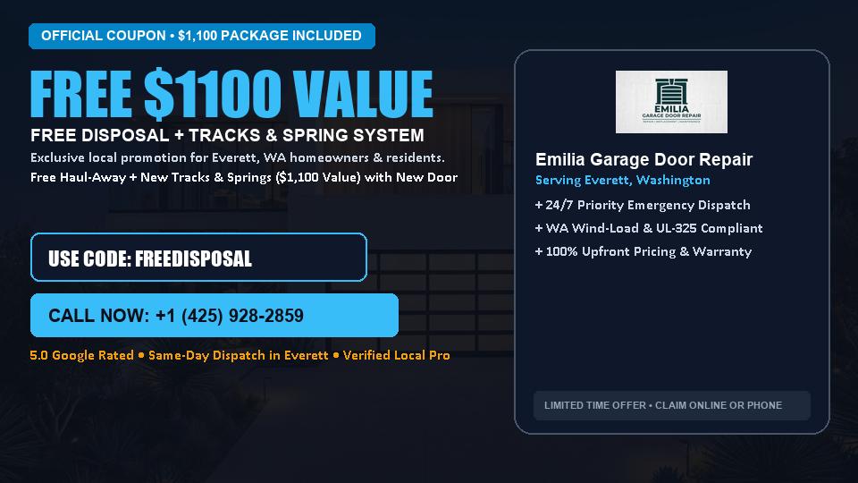 FREE Old Door Haul-Away & Heavy-Duty Tracks in Everett, WA - Emilia Garage Door Repair